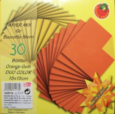 Papiermix für Bascetta Stern - Glanzpapier orange gestrichelt